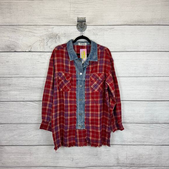 Impressions Tops - Impressions Women's Red Plaid Button Up Flannel Shirt Size Medium